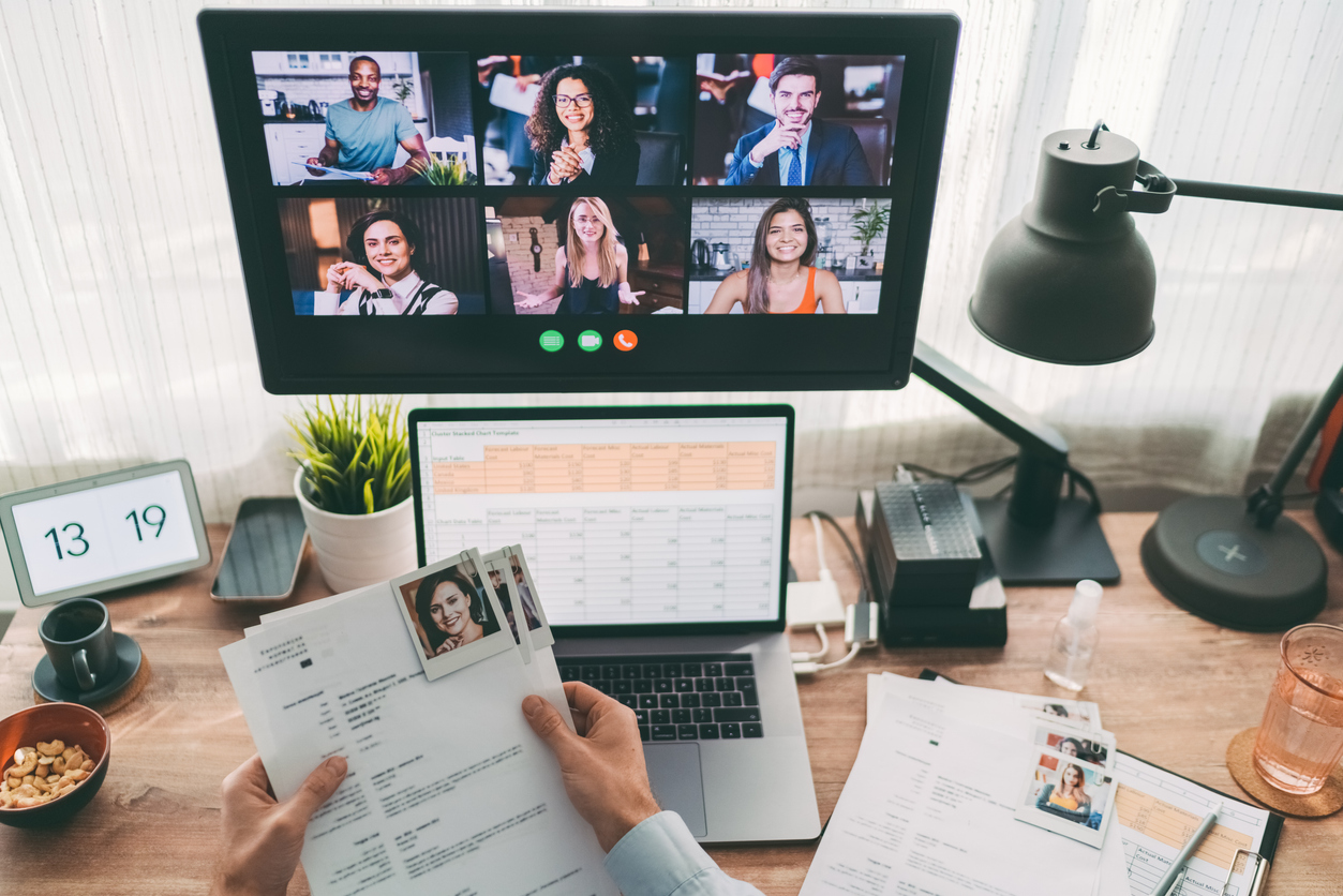 IT manager conducts online interviews with a nearshore team.